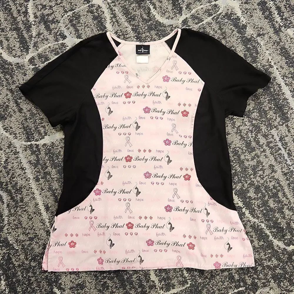 Baby Phat Breast Cancer Awareness Scrub Top M